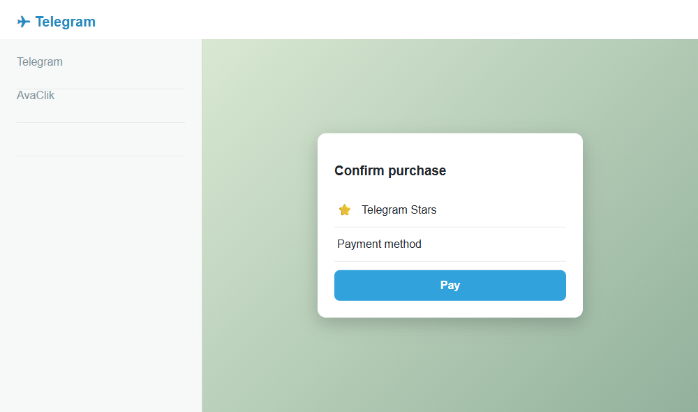 Select an available payment method and confirm the purchase. Return to the AvaClik invoice and pay it.